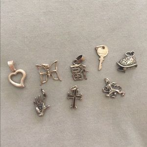 925 stamped sterling silver charm lot necklaces